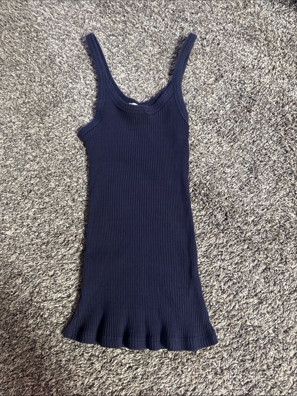 LA MIEL Ribbed Tank Dress in Deep Navy